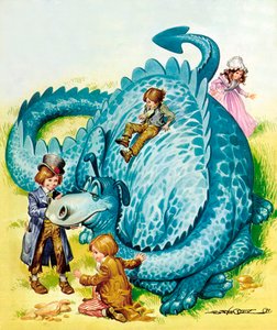 Łagodny smok (kolorowa litografia)