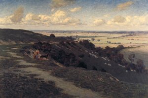 „Bury Hill and Village z widokiem na North Downs”, c1879-1919 autorstwa Jose Weiss