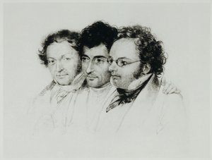 Johann Baptist Jenger, Anselm Huettenbrenner i Franz Schubert ... autorstwa Josef Eduard Teltscher