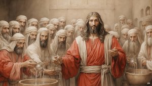 Jezus_mówi sługom_napełnić dzbany wody_Wesele w Kanaanie_03 autorstwa Josef Johann Michel