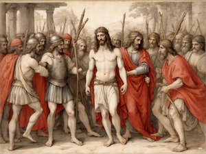 Jezus wyśmiewany i pobity przez rzymskich żołnierzy_02