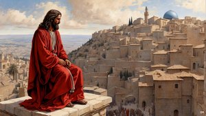 Jezus_został umieszczony na szczycie świątyni przez diabła - spadł_02 autorstwa Josef Johann Michel