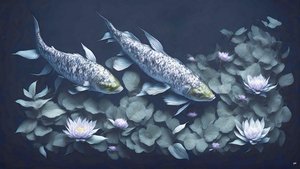 malowanie tuszem: Koi-Karpfish_amethyst_01