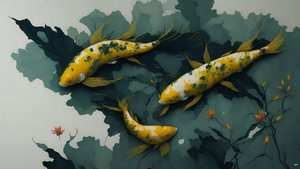 malowanie tuszem: Koi-Karpfish_gold_01
