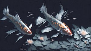 malowanie tuszem: Koi-Karpfish_red_02