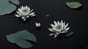 malowanie tuszem: waterlili-black_03