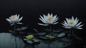 malowanie tuszem: waterlili-black_04