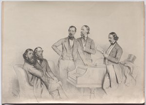 Kompozytorzy austriaccy; Heinrich Proch, Franz von Suppé, Karl Binder, Anton Emil Titl, Anton Maria Storch autorstwa Josef Kriehuber