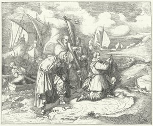 Gustavus Adolphus ze Szwecji ląduje w Niemczech, aby przystąpić do wojny trzydziestoletniej autorstwa Josef Mathias (after) Trenkwald