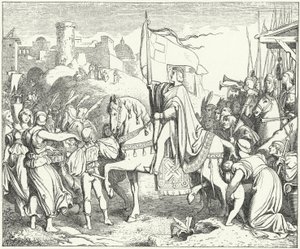 Cesarz Rzymski Fryderyk II wkraczający do Jerozolimy, Szósta Krucjata autorstwa Josef Mathias (after) Trenkwald