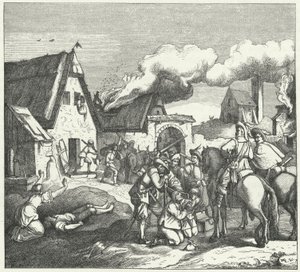 Wojska cesarskie plądrują i plądrują po bitwie pod Nordlingen, 1634