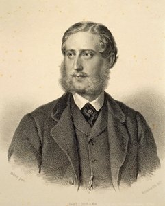 Portret Ferdynanda Bonawentury, księcia Kinskiego (1834-1904). Grawerowanie autorstwa Josefa Kriehubera