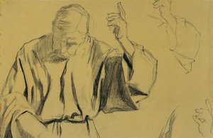 Studium draperii do obrazu „Wniebowstąpienie Chrystusa” autorstwa Josef Wawra