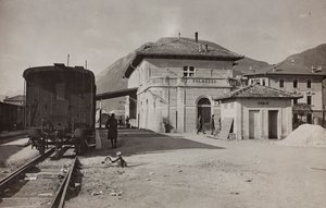 Album "Moja wojna światowa - wspomnienia Frontu Południowo-Zachodniego w Karyntii, Włochy, Trentino-Alto Adige) 31.03.1915-12.11.1918 - Josef Zohles Wien": stacja Tolmezzo (b/w ph
