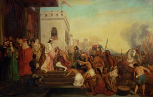 Krzysztof Kolumb przyjęty przez Ferdynanda II i Izabelę Katolicką po powrocie z Indii ... autorstwa Joseph Nicolas Robert Fleury