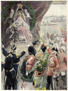 Postać królowej Wiktorii: Supremacja (litografia kolorowa) autorstwa Joseph (after) Finnemore