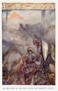 Ilustracja do filmu Sir Knight of the Splendid Way (litografia kolorowa) autorstwa Joseph (after) Finnemore