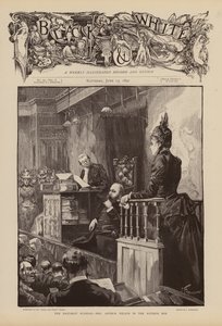 Pani Arthur Wilson zeznaje podczas procesu w sprawie afery Baccarat (rycina) autorstwa Joseph (after) Finnemore