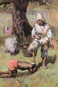 Robinson Crusoe: kładzie moją stopę na głowie (kolor lito) autorstwa Joseph (after) Finnemore