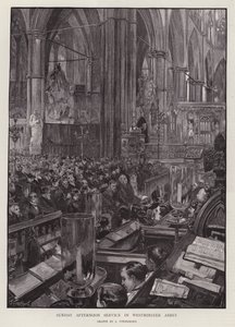 Niedzielne nabożeństwo popołudniowe w Opactwie Westminsterskim w Londynie (lito) autorstwa Joseph (after) Finnemore