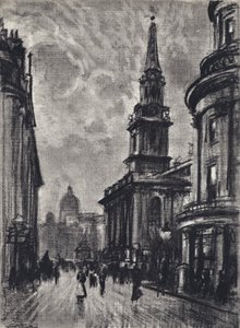 Duncannon Street, od Charing Cross (lito) autorstwa Joseph (after) Pennell