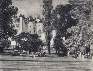 Park Lane, od parku (lito) autorstwa Joseph (after) Pennell