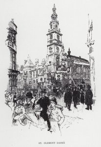 St Clement Danes (lito) autorstwa Joseph (after) Pennell
