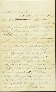 List podpisany Joseph A. Fardell, Benton Barracks, St. Louis, Mo. do Matki, 12 listopada 1863 autorstwa Joseph A. Fardell