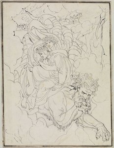Dante i Wergiliusz na grzbiecie Geriona (Dante, „Piekło”, pieśń 17, wers 94) autorstwa Joseph Anton Koch