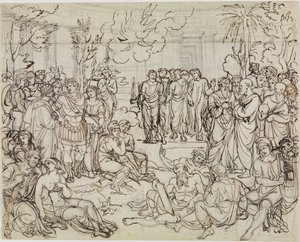 Dante i Wergiliusz wśród pogan w limbusie (Piekło Dantego, pieśń 4, w. 52) autorstwa Joseph Anton Koch