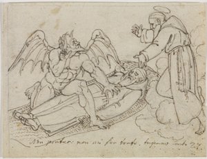 Szkic przedstawiający Guido da Montefeltro (Dante, „Piekło”, pieśń 27) autorstwa Joseph Anton Koch