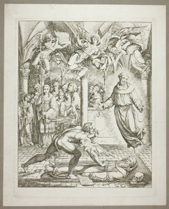 Walka między diabłem a świętym Franciszkiem z Asyżu o duszę Guido da Montefeltro, plansza trzecia z Darstellungen aus Dante