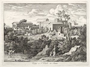 Widok na San Vitale, Rzym, ok. 1930 r. 1810. autorstwa Joseph Anton Koch