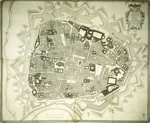 Wyryty plan Wiednia, 1770 autorstwa Joseph Anton Nagel
