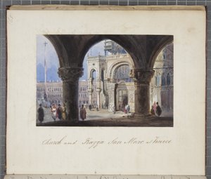 Kościół i Piazza San Marc w Wenecji, wklejony do Thomas Moodys Journal z wycieczki po Szwajcarii i Włoszech, 1822 (wc na papierze)