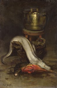 Martwa natura z rybą i kotłem