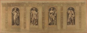 Szkic kościoła Saint-Paul-Saint-Louis: Robert le Pieux. Clovis. Saint Louis. Karol Wielki, między 1873 a 1875 (olej na płótnie) autorstwa Joseph Blanc
