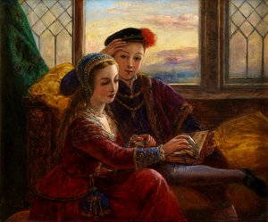 Edward VI i Lady Jane Grey (olej na pokładzie) autorstwa Joseph Bouvier