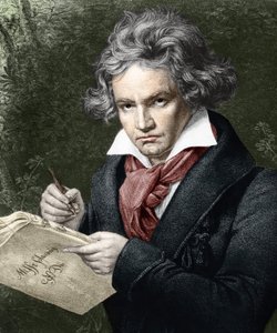 Ludwig van Beethoven (1770-1827), komponując la Missa solemnis według Karola Josepha Stielera (1781-1858) autorstwa Joseph Carl (after) Stieler