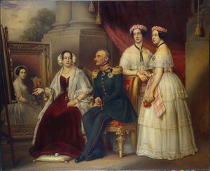 Portret rodzinny Józefa, księcia Saxe Altenburg (Saxe-Altenburg) (1789-1868) - Obraz Joseph Karl Stieler (1781-1858), olej na płótnie autorstwa Joseph Carl Stieler