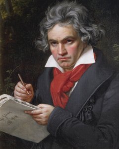 Portret Ludwiga van Beethovena (1770-1827), niemieckiego kompozytora i pianisty, komponującego Missa Solemnis autorstwa Joseph Carl Stieler