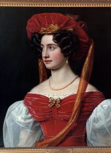 Portret kobiety w czerwonym kapeluszu Obraz Josepha Karla Stielera (1781-1858) XIX wiek. Monachium, Château De Nymphenburg autorstwa Joseph Carl Stieler
