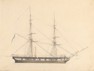 Pojedynczy bryg z Union Jack i trzema postaciami autorstwa Joseph Cartwright