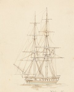 Pojedynczy bryg hermafrodyty, pochyl się do przodu autorstwa Joseph Cartwright