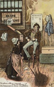Scena z The Old Curiosity Shop, Charlesa Dickensa (litografia kolorowa) autorstwa Joseph Clayton (1856 1937) (after) Clarke