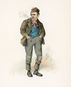 Roger „Rogue” Riderhood, ilustracja z „Character Sketches from Charles Dickens”, c.1890 autorstwa Joseph Clayton Clarke