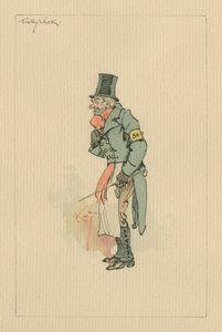Trotty Veck - The Chimes, ok. 1920 (pióro i atrament z toaletą na papierze) autorstwa Joseph Clayton Clarke