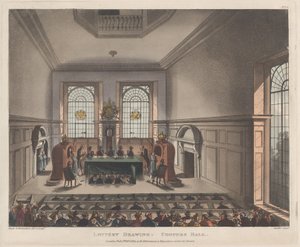Loteria Drawing, Coopers Hall, 1 lutego 1809., 1 lutego 1809. autorstwa Joseph Constantine Stadler