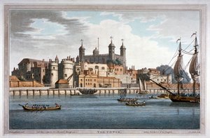 Widok południowy na Tower of London z łodziami na Tamizie, 1795 autorstwa Joseph Constantine Stadler