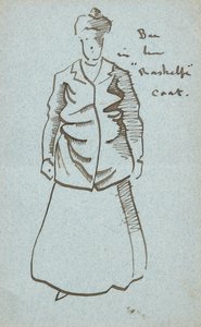 Ciocia Pszczoła w swoim płaszczu Rashelfe (pióro i atrament) autorstwa Joseph Crawhall